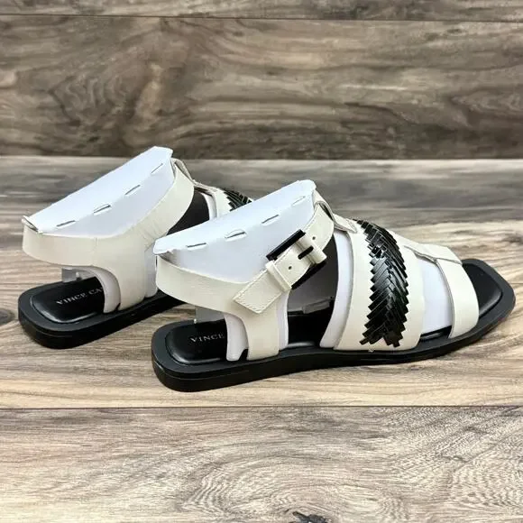 NIB Vince Camuto 9M Bachelen Leather Square Toe Gladiator Sandal Coconut Cream - Picture 9 of 12